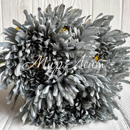 Букет хризантеми, 16х43 см, сірий, букет з 5 шт.