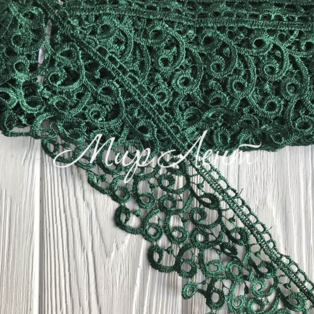 Кружево макраме "Сандра", 7,5 см, темно-зеленое, рулон 9 м