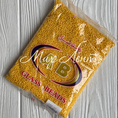 Бисер непрозрачный, размер 12/0, темно-желтый (664), упаковка 400 г