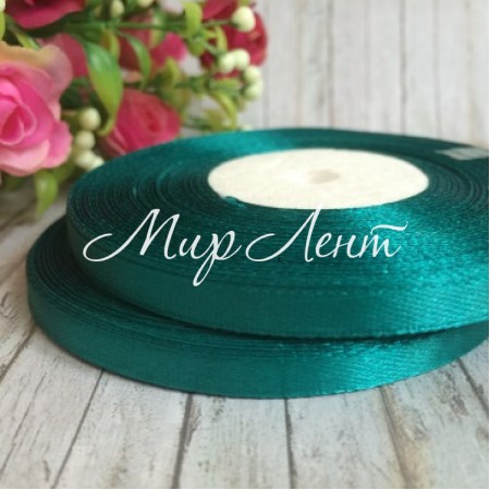 Атлас 0,6 см, изумрудный, рулон 33 м