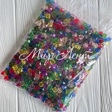 Хрусталь кубовидный, 10 мм, цветной микс, упаковка 500 г