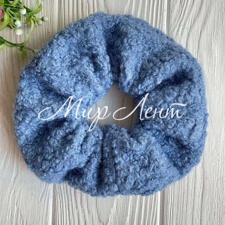 Скранч каракуль букле, 13 см, светло-синий, шт.
