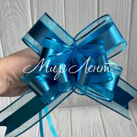 Подарочный бант (полипропиленовый), 5х7,5 см, бирюзовый, упаковка 10 шт.