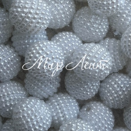 Бусина в пупырышку (круглая), 40 мм, белая, упаковка 500 г