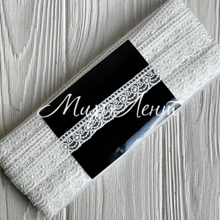 Кружево органзовое (D30106), 2 см, айвори, рулон 13 м