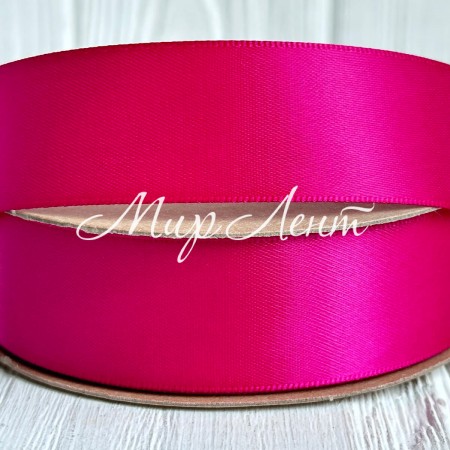 Атлас двосторонній (преміум), 2,5 см, малиновий, рулон 23 м