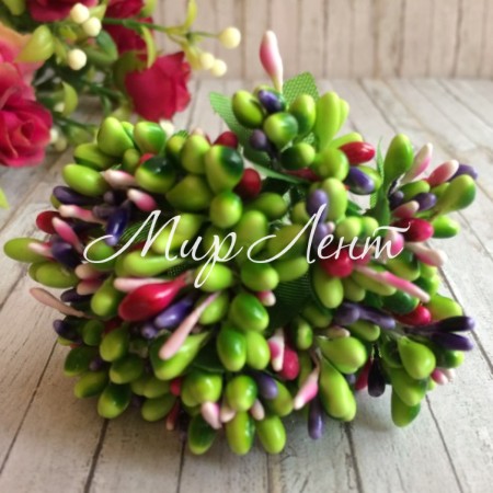 Веточка MIX, салатово-малиновая, упаковка 144 шт.