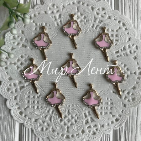 Серединка металл балерина, 32 мм, розовый, упаковка 10 шт.