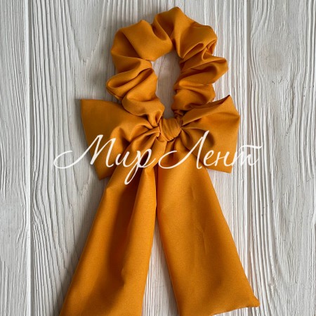 Резинка Твилли жатка с бантом однотонная, 27 см, горчичный, шт.