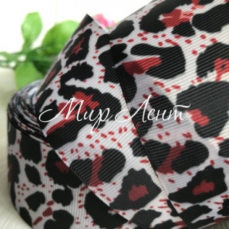Репс 4 см, сірий леопард, рулон 18 м