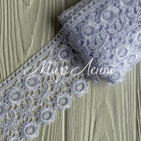 Кружево макраме (D30214), 7,2 см, белое, рулон 9 м