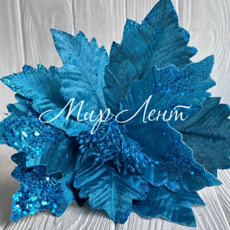 Пуансеттія бархатна (С30259), 29х30 см, бірюзова, шт.