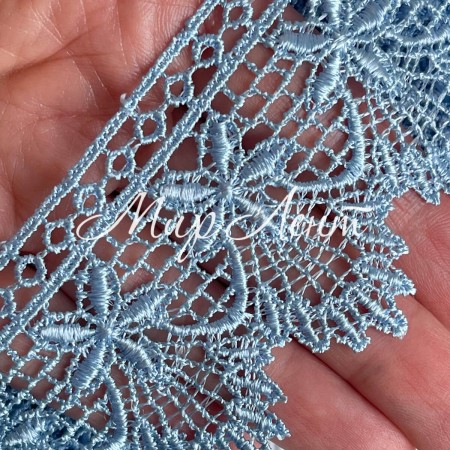 Кружево макраме Моника, 5 см, голубое, рулон 9 м