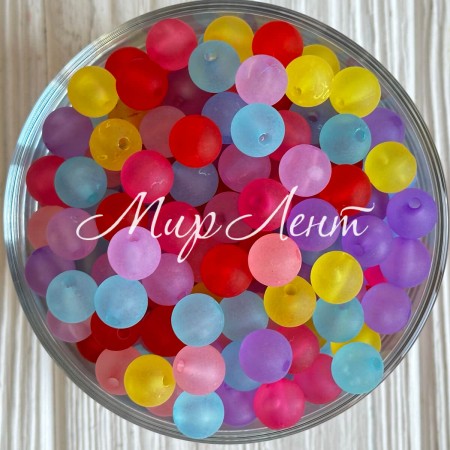 Бусина прозрачная матовая, 10 мм, цветной микс, упаковка 500 г