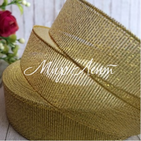 Парча 2,5 см, золото, рулон 23 м