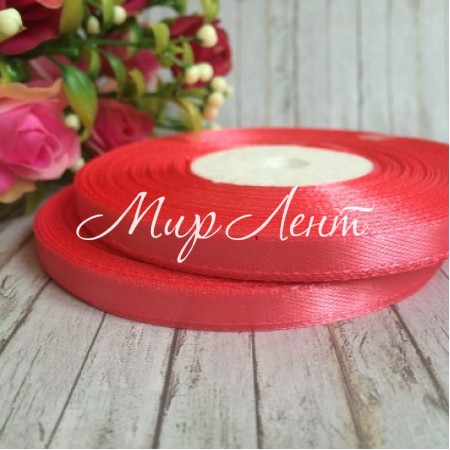 Атлас 0,6 см, кораловый, рулон 33 м, УПАКОВКА 10 рулонов