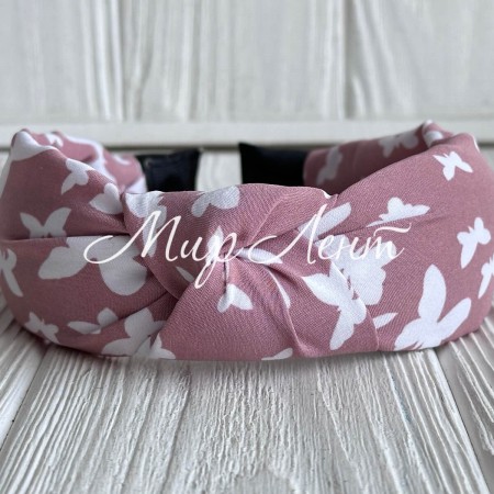Обруч чалма с бабочками, 4 см, пудровый, шт.