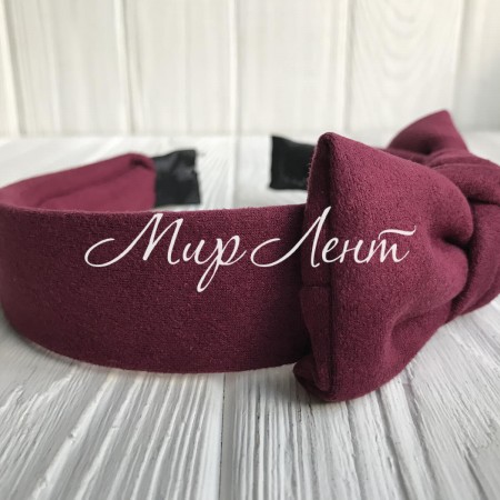 Обруч бант замшевый, 2,5 см, вишневый, шт.