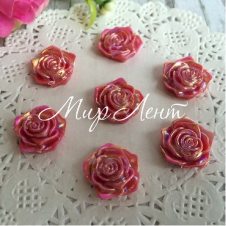 Серединка роза с перламутром, 19 мм, красный, упаковка 200 шт.