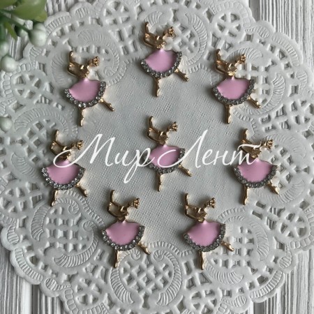 Серединка металл танцующая балерина, 28 мм, розовый, упаковка 10 шт.