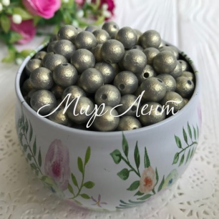 Бусина винтаж, 8 мм, хаки, упаковка 500 грамм