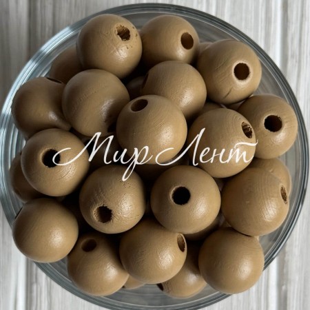 Дерев'яні намистини круглі, 18 мм, мокко, упаковка 500 г