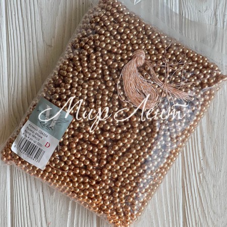 Жемчуг на нити Vip, 8 мм, бежево-золотой, упаковка 500 г