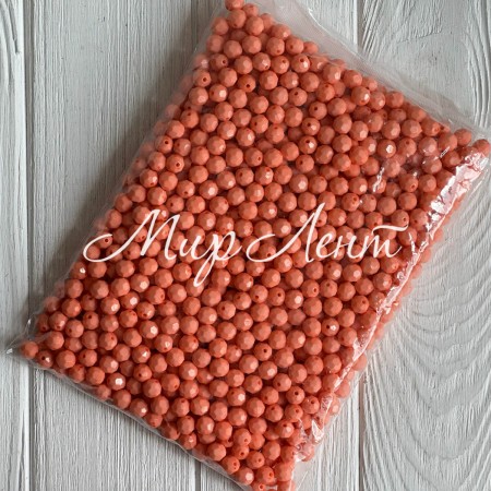 Бусина граненая круглая, 10 мм, персиковая, упаковка 500 г
