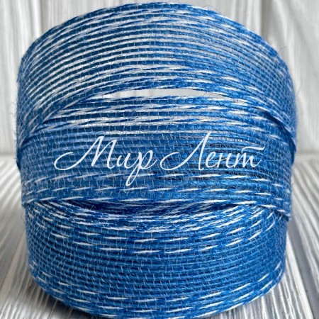 Лента мешковина леска (с белой ниткой), 2,5 см, синяя, рулон 9 м