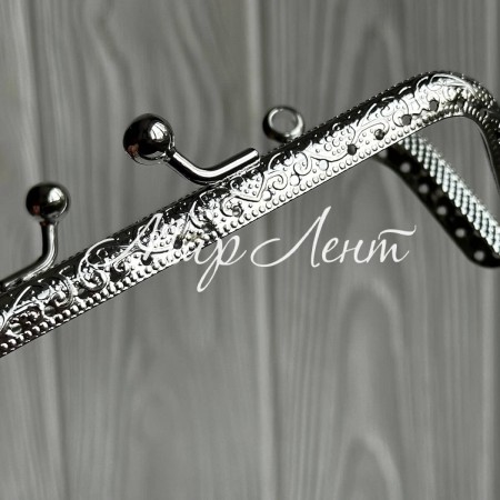 Фермуар для сумки прямоугольный, 12,5х5 см, серебряный, шт.