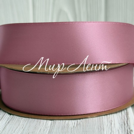 Двусторонняя атласная лента New (премиум), 2,5 см, кварц, рулон 23 м
