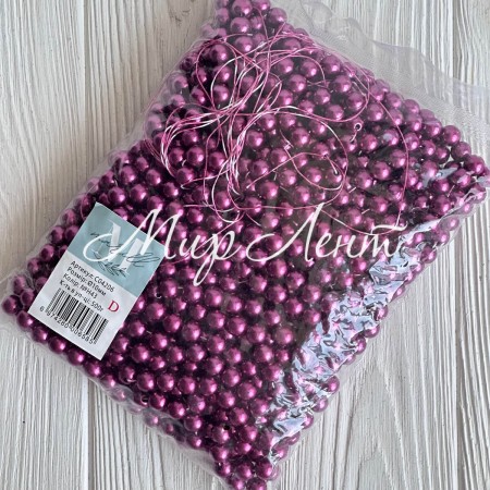 Жемчуг на нити Vip, 10 мм, темно-баклажановый, упаковка 500 г