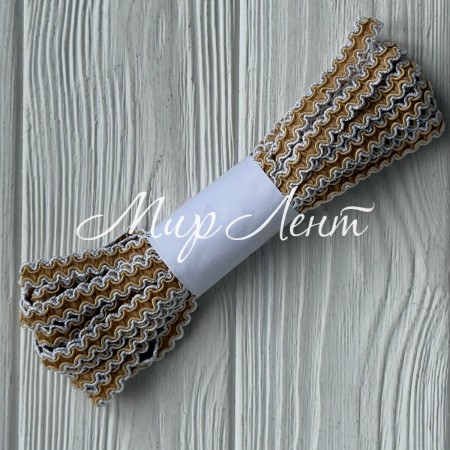 Тісьма кольорова з кантом, 1 см, гірчична, рулон 9 м