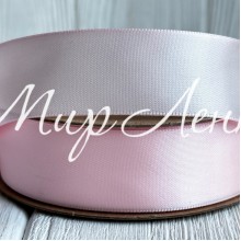 Атлас двусторонний (премиум), 2,5 см, светло-розовый, рулон 23 м