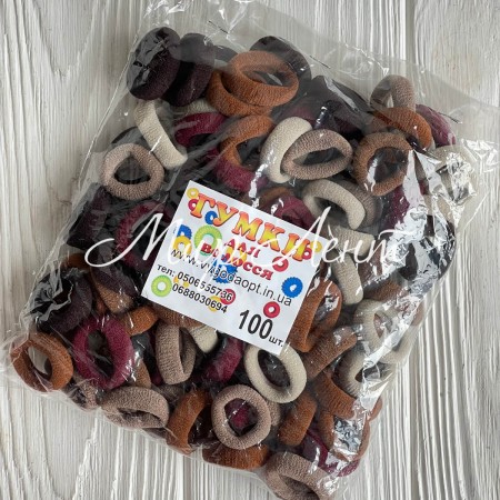 Резинка нейлон, 2,5 см, бежево-бордовый микс, упаковка 100 шт.