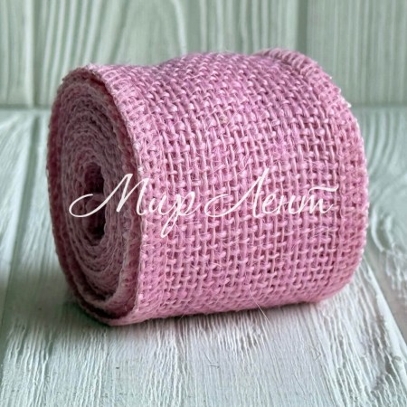 Лента-мешковина, 5 см, светло-розовый, моток 2 ярдов