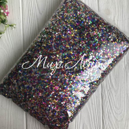 Присыпка звездочки, 3 мм, цветной микс, упаковка 1 кг