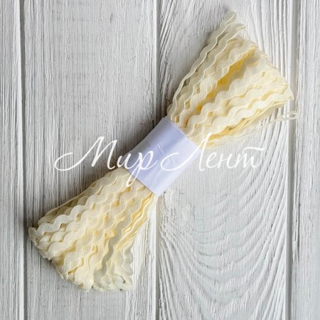 Тесьма зиг-заг, 5 мм, молочный, моток 13 м