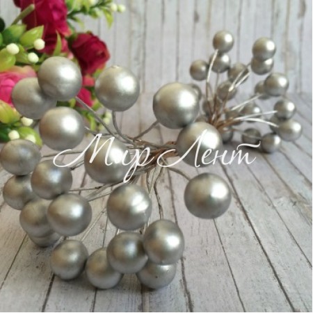 Калина глянцевая, 12 мм, серебро, упаковка 400 шт.