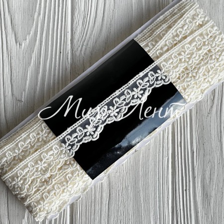 Мереживо органзове (D30110), 2,4 см, молочне, рулон 13 м