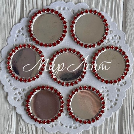 Металическая крышечка со стразами, 3,2 см, красная, упаковка 100 шт.