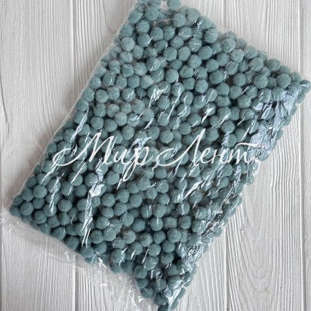 Помпоны бархатные (пастельные), 1,5 см, изумрудно-зеленые, упаковка 500 шт.