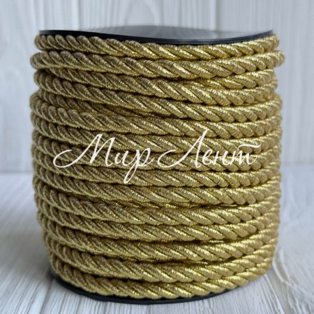 Шнур декоративный (D30313), 5 мм, насыщенное золото, рулон 23 м