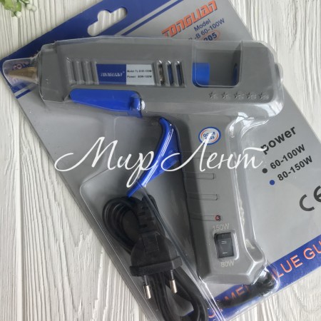 Клеевой пистолет с переключателем мощности, под стержни 11 мм, мощность 60-100W, серый