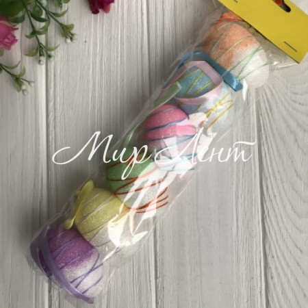 Яйца цветные омбре с ниткой, 6 см, упаковка 6 шт.