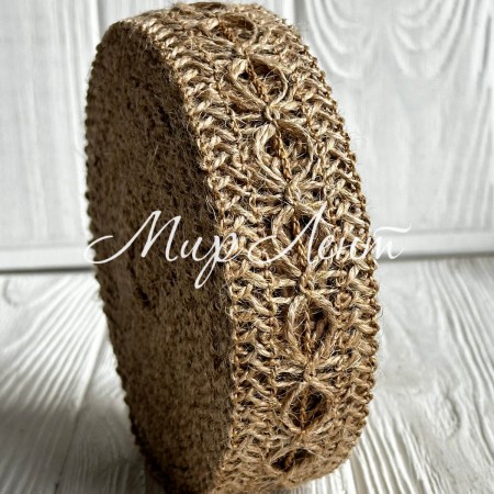 Стрічка-мішковина (з круглими отворами), 3,5 см, натуральний, рулон 10 м