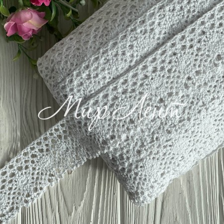 Мереживо в'язане Сабріна (D030046), білий, 4 см, рулон 45 м