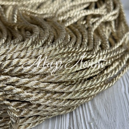 Шнур декоративный Vip, 7 мм, золото, большой рулон 100 м