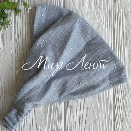 Муслиновая бандана з точками, 23х21 см, серо-голубая, шт.