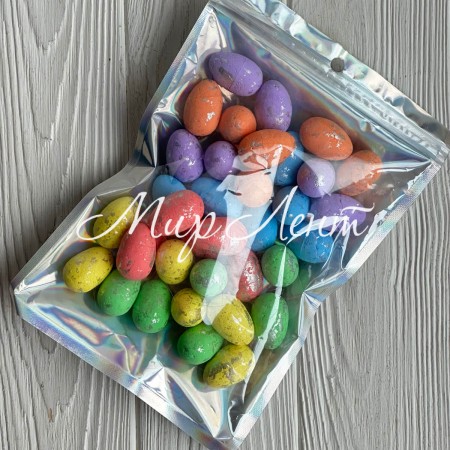 Пасхальные яйца (L00730), 2х3 см, цветные с серебром, упаковка 36 шт.